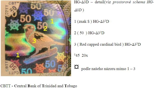Prostorový  hologram  na bankovce Trinidad & Tobago